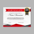 Certificate template design with red, white and black color Royalty Free Stock Photo