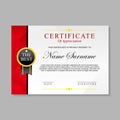 Certificate template design with red, white and black color Royalty Free Stock Photo