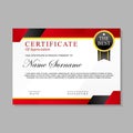 Certificate template design with red, white and black color Royalty Free Stock Photo