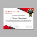 Certificate template design with red, white and black color Royalty Free Stock Photo