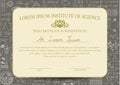 Certificate template is designed for science or education field and decorated with chalkboard background