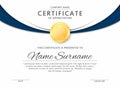 Certificate template in elegant black and blue colors. Certificate of appreciation, award diploma design template Royalty Free Stock Photo