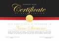 Certificate template in elegant dark blue colors with golden medal. Certificate of appreciation, award diploma design template