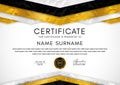 Certificate template with geometry frame and gold badge Royalty Free Stock Photo