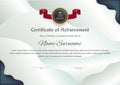 Certificate template. Geometry pattern desing elements, red ribbon, Vector illustration. Uneven flatness