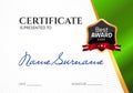 Certificate template luxury award. Vector business diploma with seal stamp. Gift coupon or success achievement