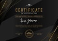 Certificate template with luxury golden elements. Diploma template design.