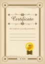 Certificate template. Certificate template in vector for achievement graduation completion. Certificate template with luxury and m Royalty Free Stock Photo