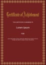 Certificate template in vintage design with ornate ornamental border and antiquarian font, golden elements on dark red Royalty Free Stock Photo