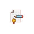 Certificate vector line flat icon Royalty Free Stock Photo