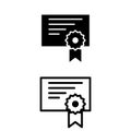 Certificate vector icon set. Diploma illustration sign collection. document symbol.