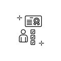 Certificate worker abilities icon. Element of global business icon