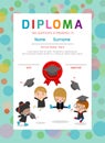 Certificates kindergarten and elementary, Preschool Kids Diploma certificate background design template.