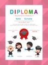 Certificates kindergarten and elementary, Preschool Kids Diploma certificate background design template.