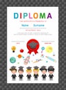 Certificates kindergarten and elementary, Preschool Kids Diploma certificate background design template.