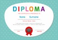 Certificates kindergarten and elementary, Preschool Kids Diploma certificate background design template. Royalty Free Stock Photo