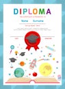 Certificates kindergarten and elementary, Preschool Kids Diploma certificate background design template.