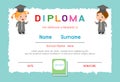 Certificates kindergarten and elementary, Preschool Kids Diploma certificate background design template, Diploma template for kind Royalty Free Stock Photo