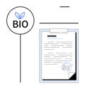 Eco-Friendly Certification Document with Handwritten Signature and BIO Label Featuring a Leaf Royalty Free Stock Photo