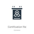 Certification file icon vector. Trendy flat certification file icon from commerce and shopping collection isolated on white Royalty Free Stock Photo