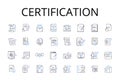 Certification line icons collection. Approval, Accreditation, Authentication, Authorization, Confirmation, Endorsement