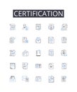 Certification line icons collection. Approval, Accreditation, Authentication, Authorization, Confirmation, Endorsement