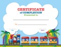 Certification template with children on the train