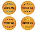 CERTIFIE MAIL text, on round wavy border vintage, stamp badge. Royalty Free Stock Photo