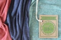Certified bio organic fabric label. Royalty Free Stock Photo