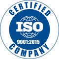 Certified Company Certificate ISO 9001:2015 Blue vector, Quality Certificate