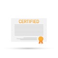 Certified document with approved stamp vector icon illustration Royalty Free Stock Photo