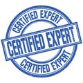 CERTIFIED EXPERT written word on blue stamp sign