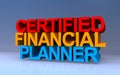 certified financial planner on blue Royalty Free Stock Photo