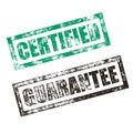 Certified, Guarantee stamp. Vintage rubber ink seal print Royalty Free Stock Photo