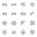 Certified halal food line icons set