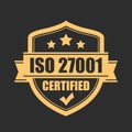 Certified iso 27001 emblem Royalty Free Stock Photo
