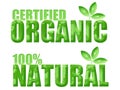 Certified Organic and Natural Symbols Royalty Free Stock Photo