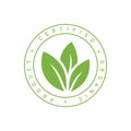 Certified organic product stamp emblem ilustration