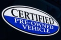 Certified Pre-Owned Vehicle sign at a used car dealership II