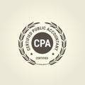 Certified public accountant emblem, CPA bookkeeper stamp, accounting badge vector Royalty Free Stock Photo