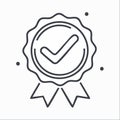 Certified Quality Seal Line Icon with Checkmark Royalty Free Stock Photo