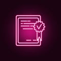 certified tablet icon. Elements of interview in neon style icons. Simple icon for websites, web design, mobile app, info graphics Royalty Free Stock Photo