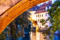 Certovka River and old Water mill under Charles Bridge, Lesser Town of Prague, Czech Republic Royalty Free Stock Photo