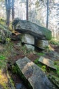 Certuv stul rock fomation on Certuv mlyn hill in Moravskoslezske Beskydy mountains in Czech republic Royalty Free Stock Photo