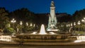Cervantes monument timelapse on the Square of Spain in Madrid at night