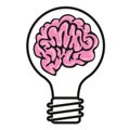 A Brain in a Light Bulb Symbolises an Idea. Royalty Free Stock Photo