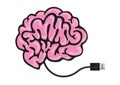 A USB stick connected to a brain. Royalty Free Stock Photo