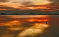 Cervia, Ravenna, Emilia Romagna, Italy: landscape at sunset of the lagoon in the salt flats Royalty Free Stock Photo