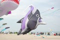 Cervia, Ravenna - Italy: 2019 01 05 ARTEVENTO CERVIA - International Kite Free Festival black fish