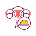 Cervical diaphragm color line icon. Uterus and contraceptive method. Birth control. Safety sex sign.